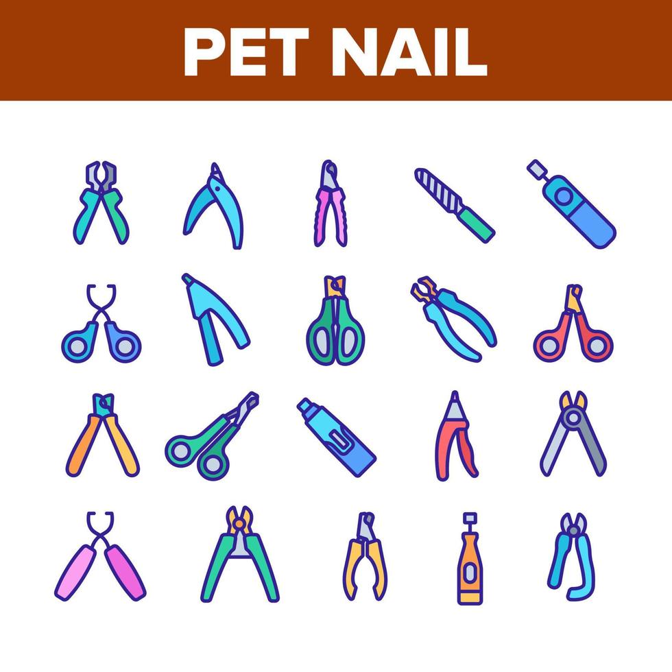 icônes de collection de coupe-ongles pour animaux de compagnie set vector