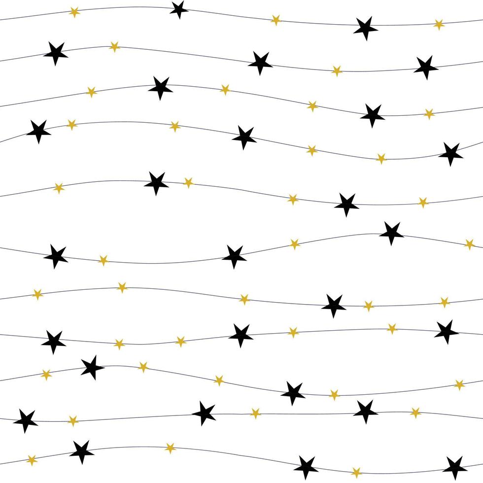 étoiles noires avec des motifs sans couture de points d'or avec fond blanc vecteur