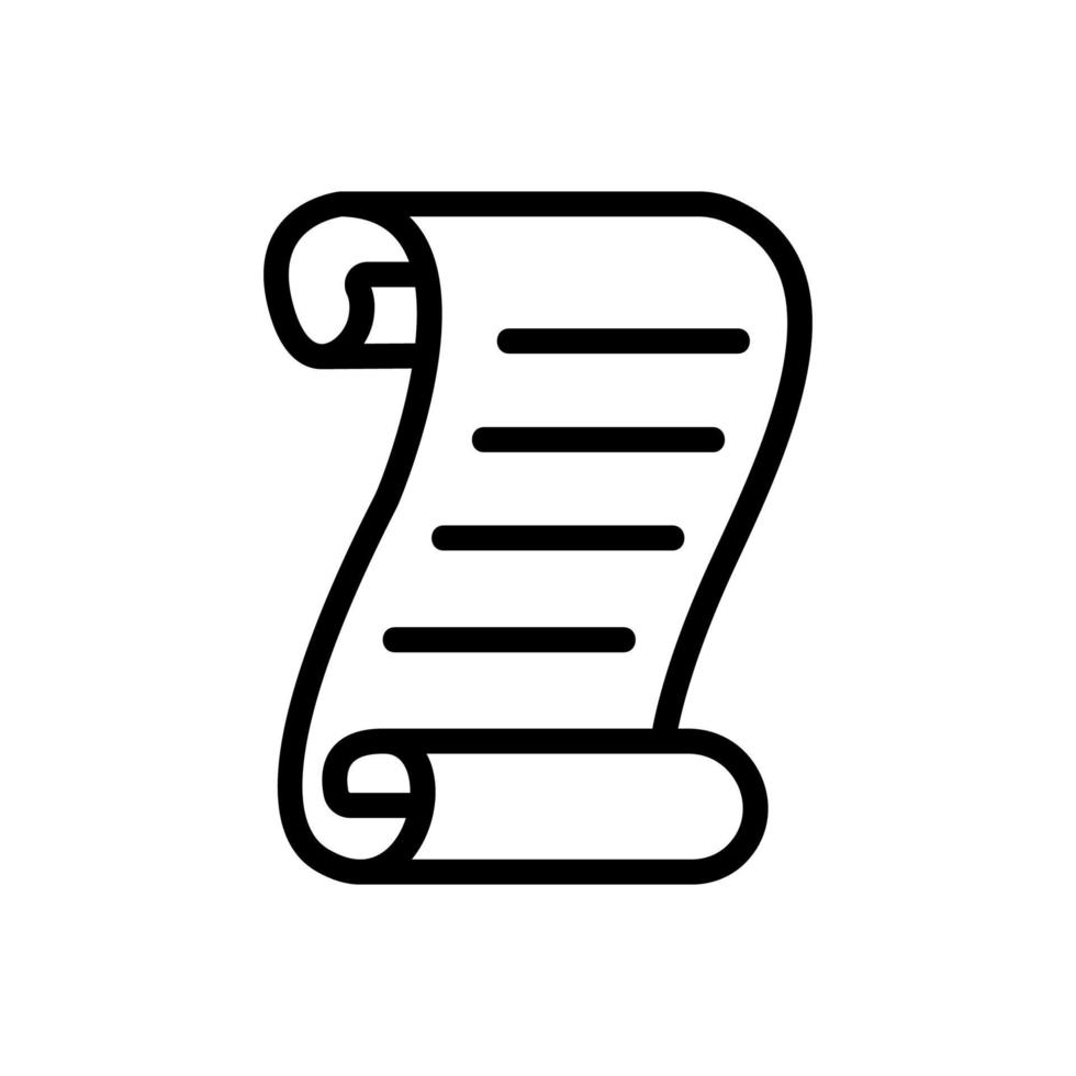vecteur d'icône de défilement de papier parchemin. illustration de symbole de contour isolé