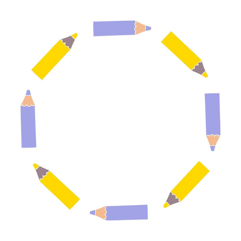 bordure de forme de crayons de couleur ronds avec un espace vide pour le texte. vecteur