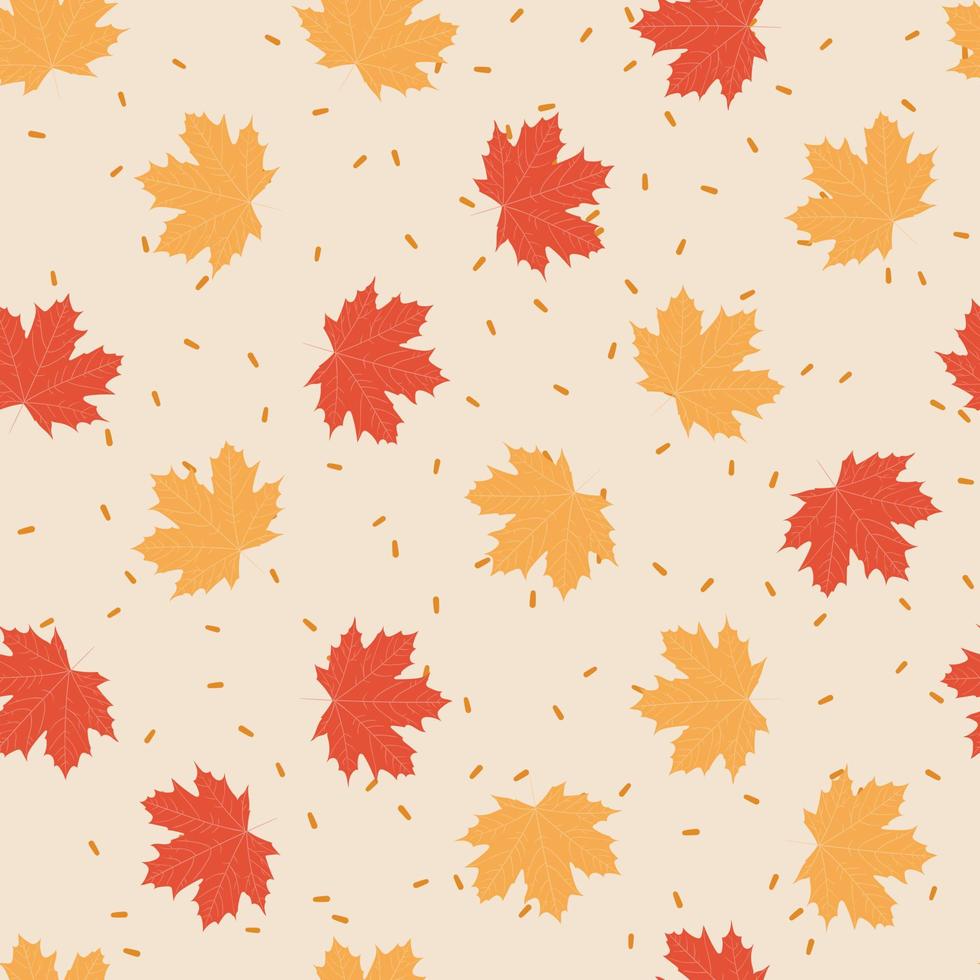 illustration vectorielle modèle sans couture automne humeur jaune orange rouge feuilles d'érable. décoration de fond dans le style d'automne. vecteur