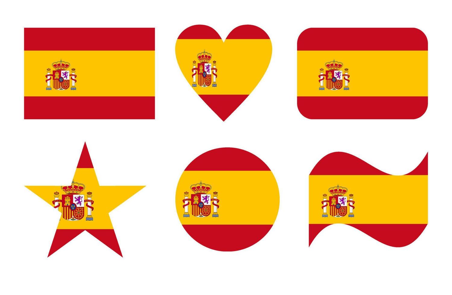 drapeau de l'espagne, drapeau national de l'espagne en vecteur de six formes