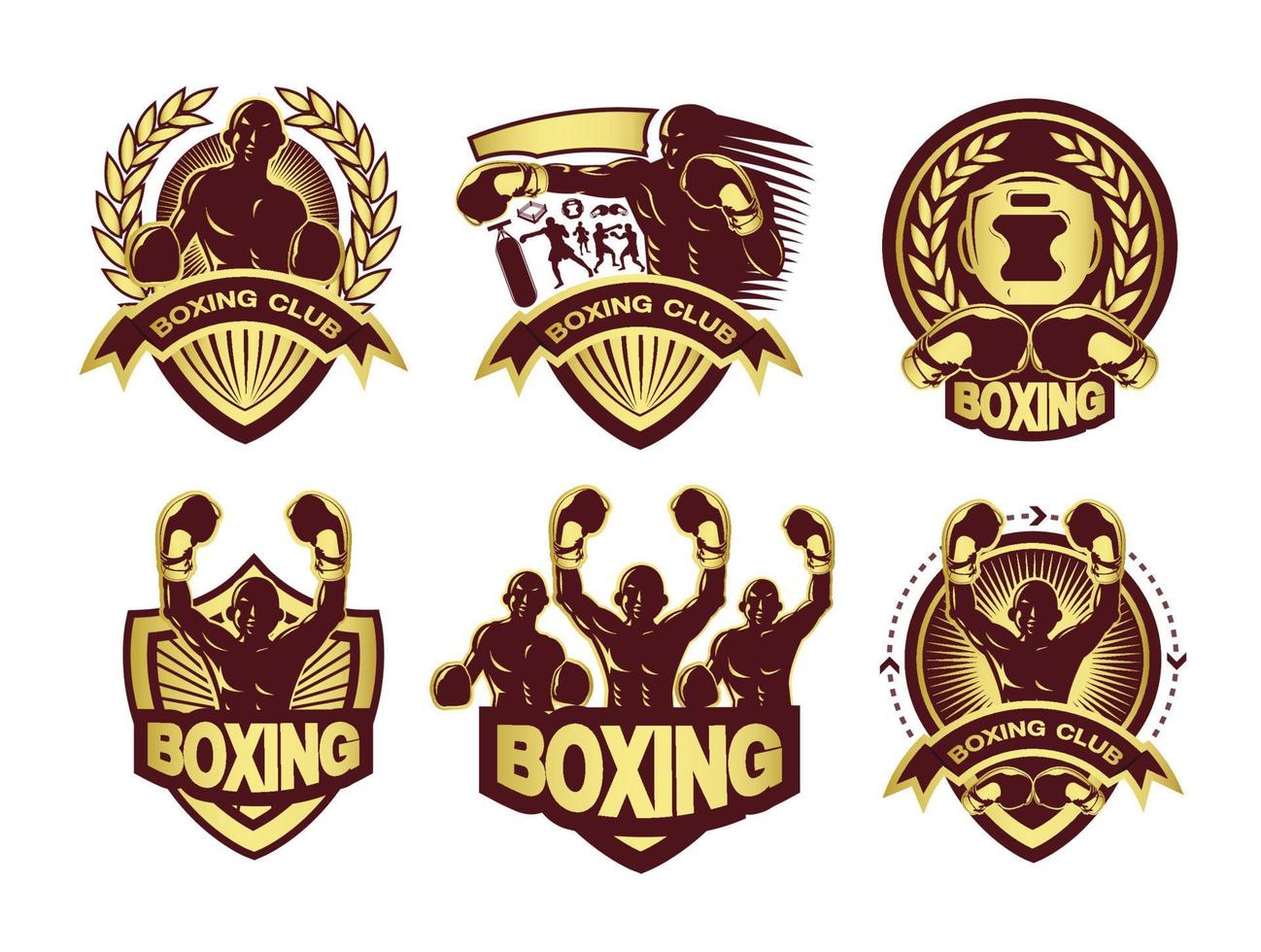 illustration du jeu de logo de boxe doré vecteur