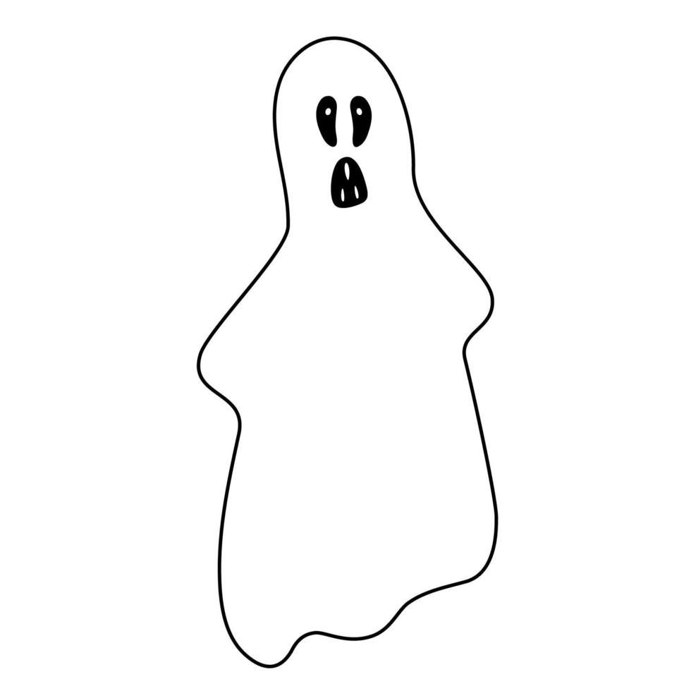 surpris doodle fantôme effrayant halloween clipart vecteur