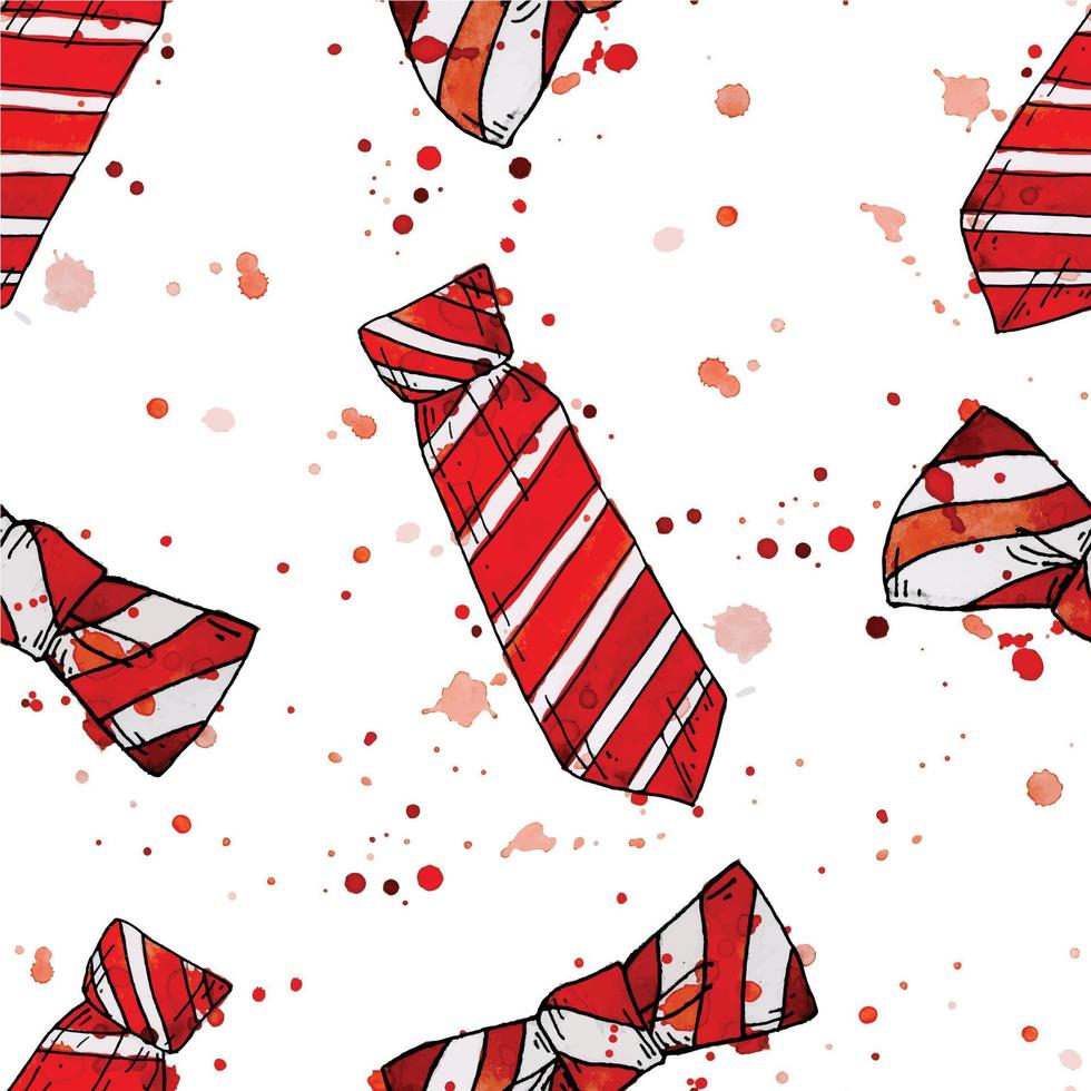 modèle sans couture pour la fête des pères de vacances. cravates à rayures rouges sur fond blanc. impression abstraite avec cravates rouges et menthe, arrière-plan pour papier d'emballage, emballage, tissu, papier peint. carte vecteur