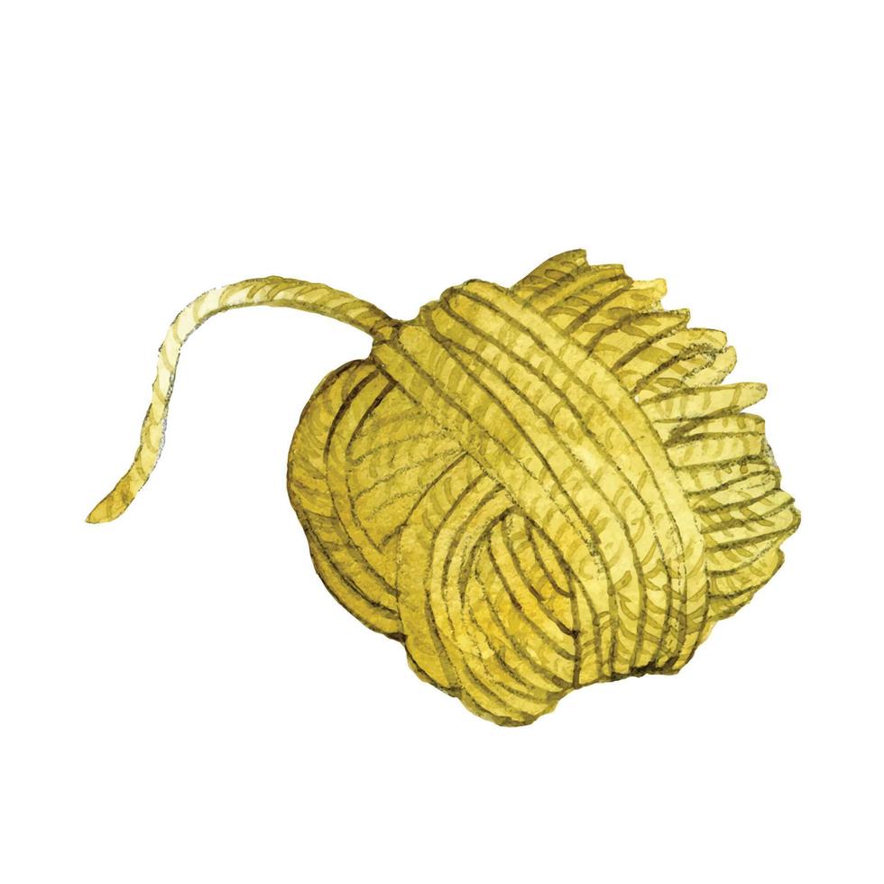 aquarelle dessin pelote de fil isolé sur fond blanc. adorable écheveau de fil de laine à tricoter en rouge. élément de design sur le thème de la main, du travail manuel, du tricot, du crochet. vecteur