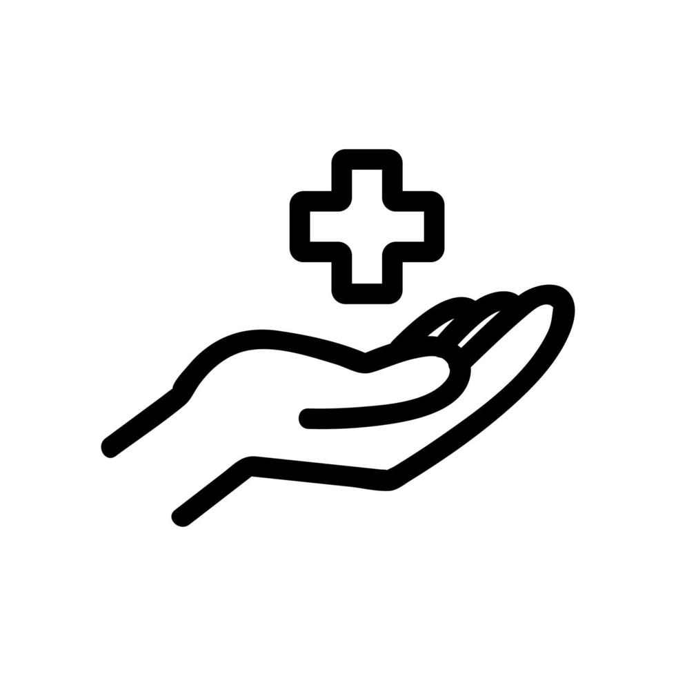 vecteur d'icône main et croix. illustration de symbole de contour isolé