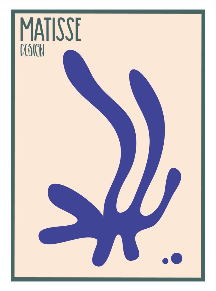 affiche matisse esthétique isolée avec du texte. design minimaliste moderne. illustration vectorielle abstraite. graphique nature vintage. vecteur de fond d'art abstrait. design floral bleu tendance