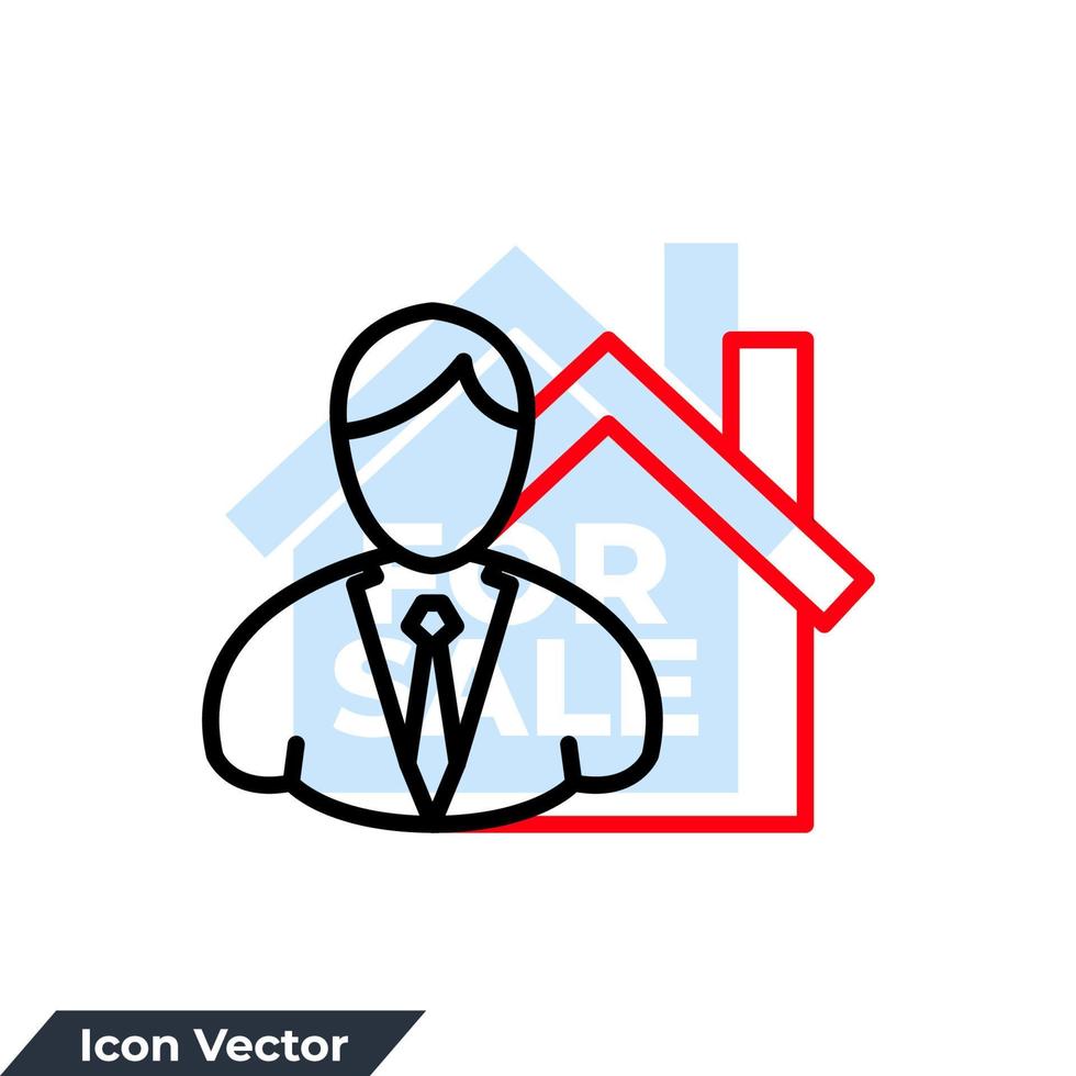 illustration vectorielle du logo de l'icône de l'agent immobilier. modèle de symbole d'homme d'affaires et de maison pour la collection de conception graphique et web vecteur