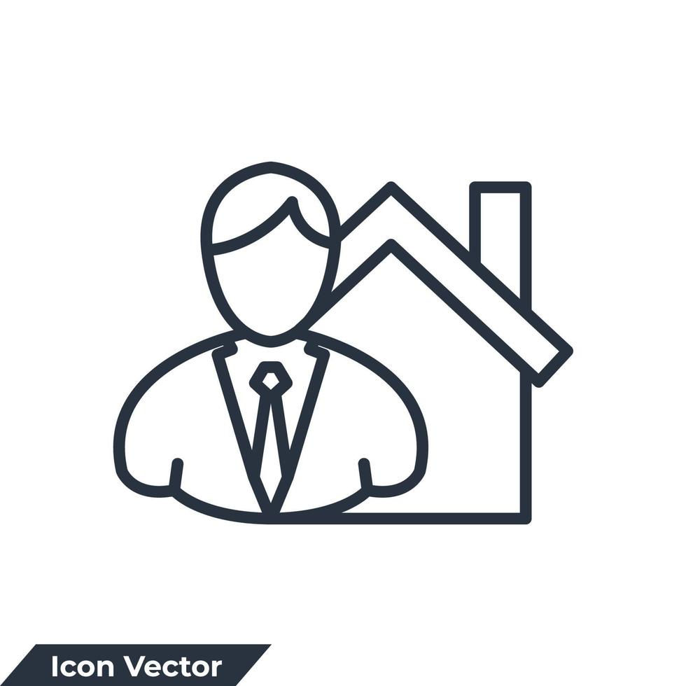 illustration vectorielle du logo de l'icône de l'agent immobilier. modèle de symbole d'homme d'affaires et de maison pour la collection de conception graphique et web vecteur