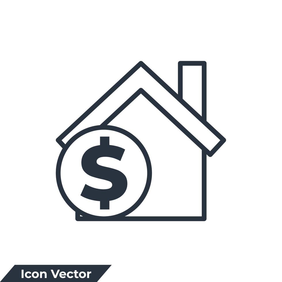 illustration vectorielle du logo de l'icône de prêt immobilier. maison avec modèle de symbole dollar pour la collection de conception graphique et web vecteur