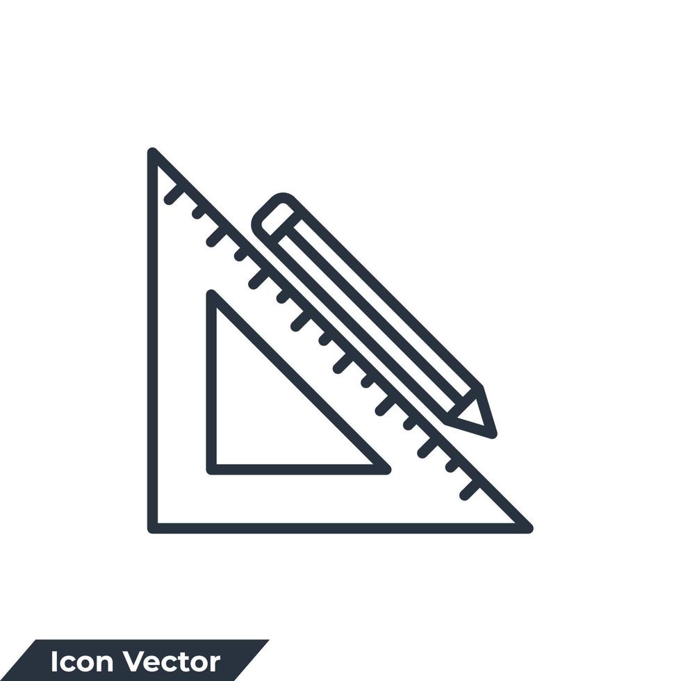règle icône logo illustration vectorielle. modèle de symbole de règle de mesure et de triangle pour la collection de conception graphique et web vecteur