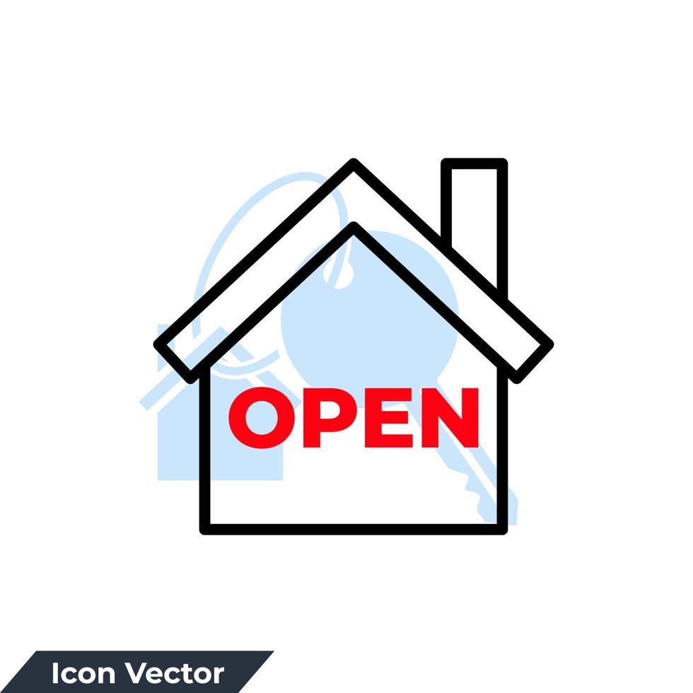 maison ouverte icône logo illustration vectorielle. modèle de symbole de maison pour la collection de conception graphique et web vecteur
