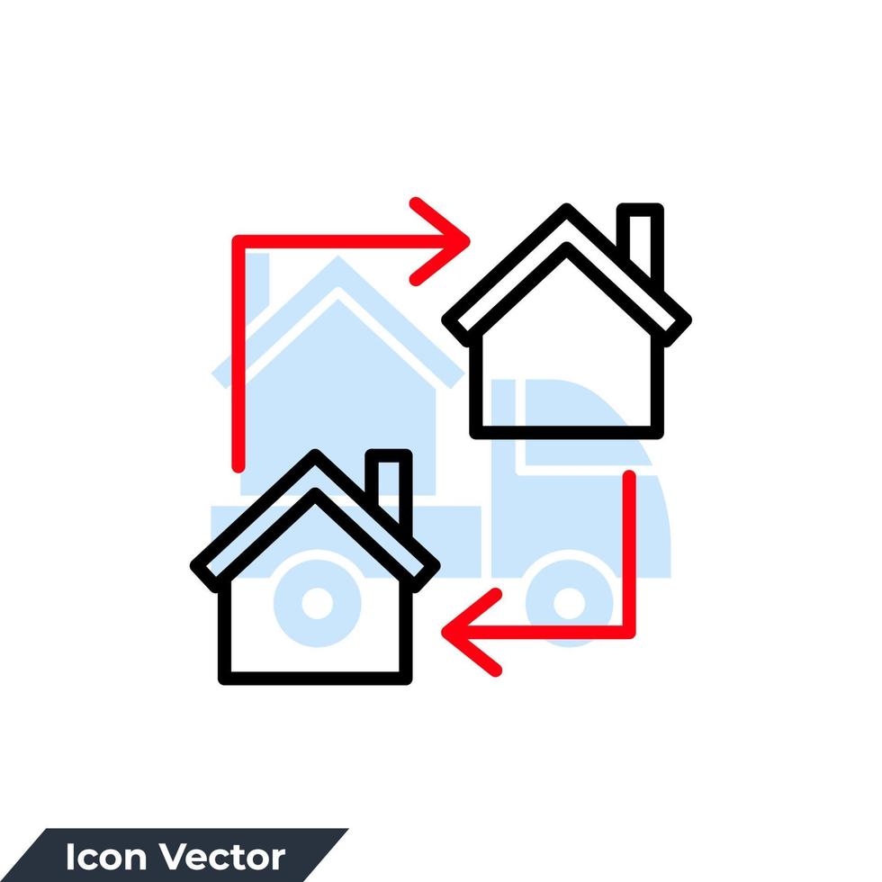 illustration vectorielle de déménagement icône logo. changer le modèle de symbole de la maison pour la collection de conception graphique et web vecteur