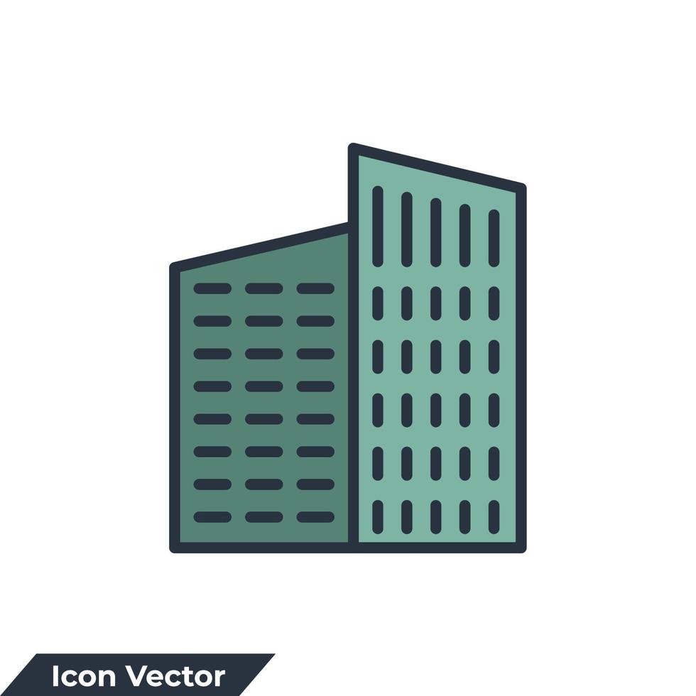 illustration vectorielle de gratte-ciel icône logo. modèle de symbole de bâtiments pour la collection de conception graphique et web vecteur