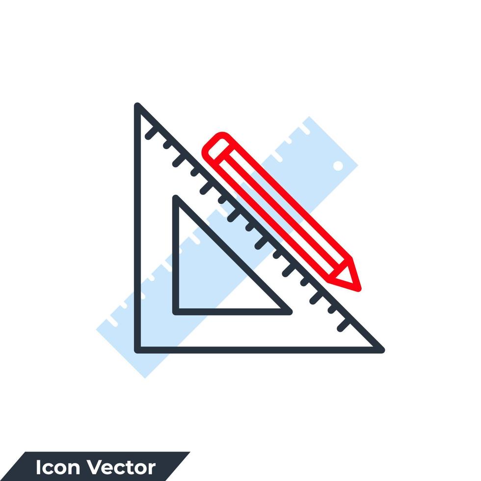 règle icône logo illustration vectorielle. modèle de symbole de règle de mesure et de triangle pour la collection de conception graphique et web vecteur
