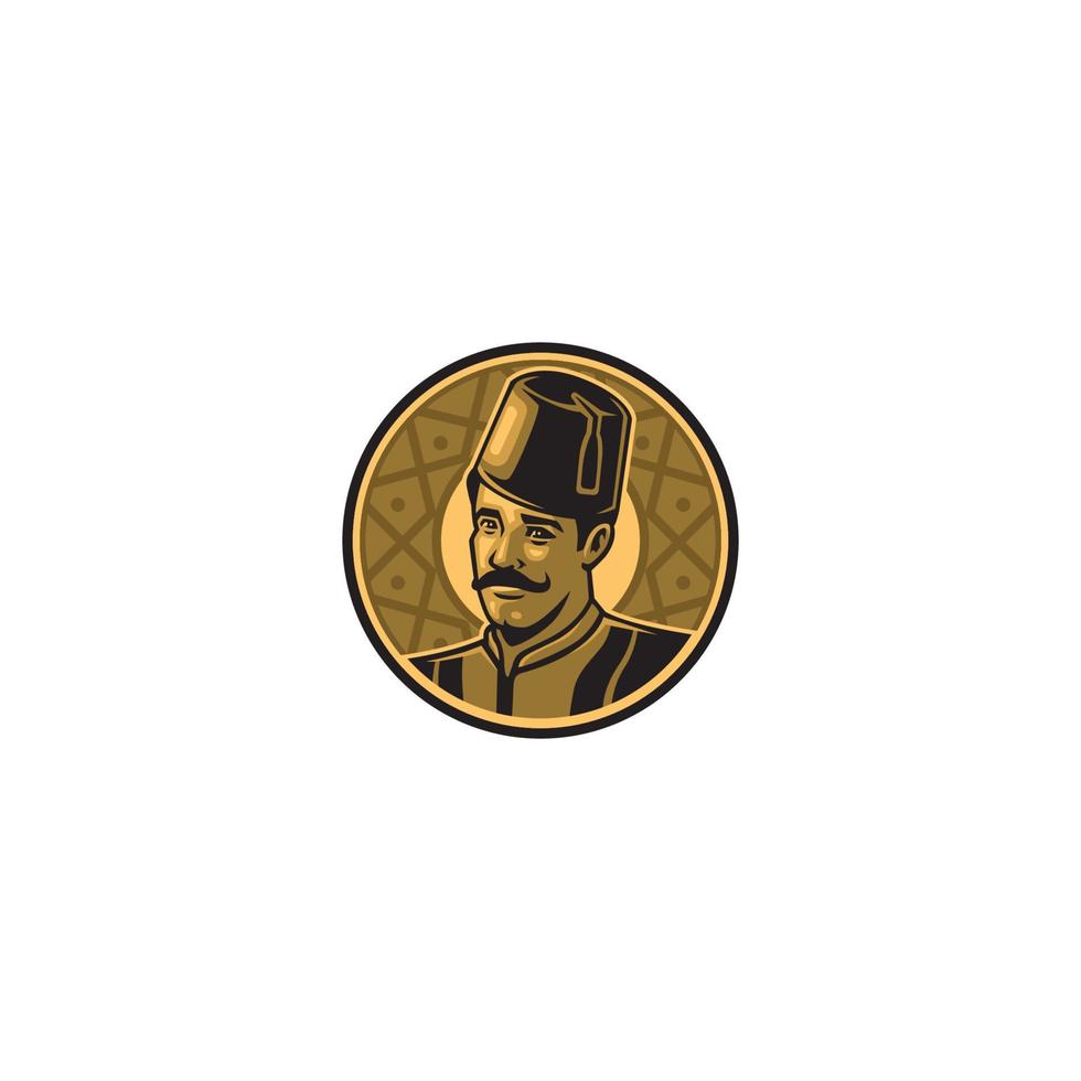 logo de mascotte de restaurant arabe homme vecteur