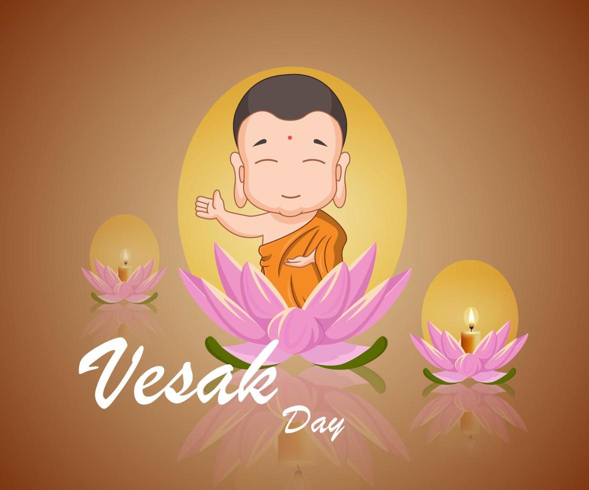 bonne journée vesak avec le seigneur bouddha drôle de bande dessinée vecteur