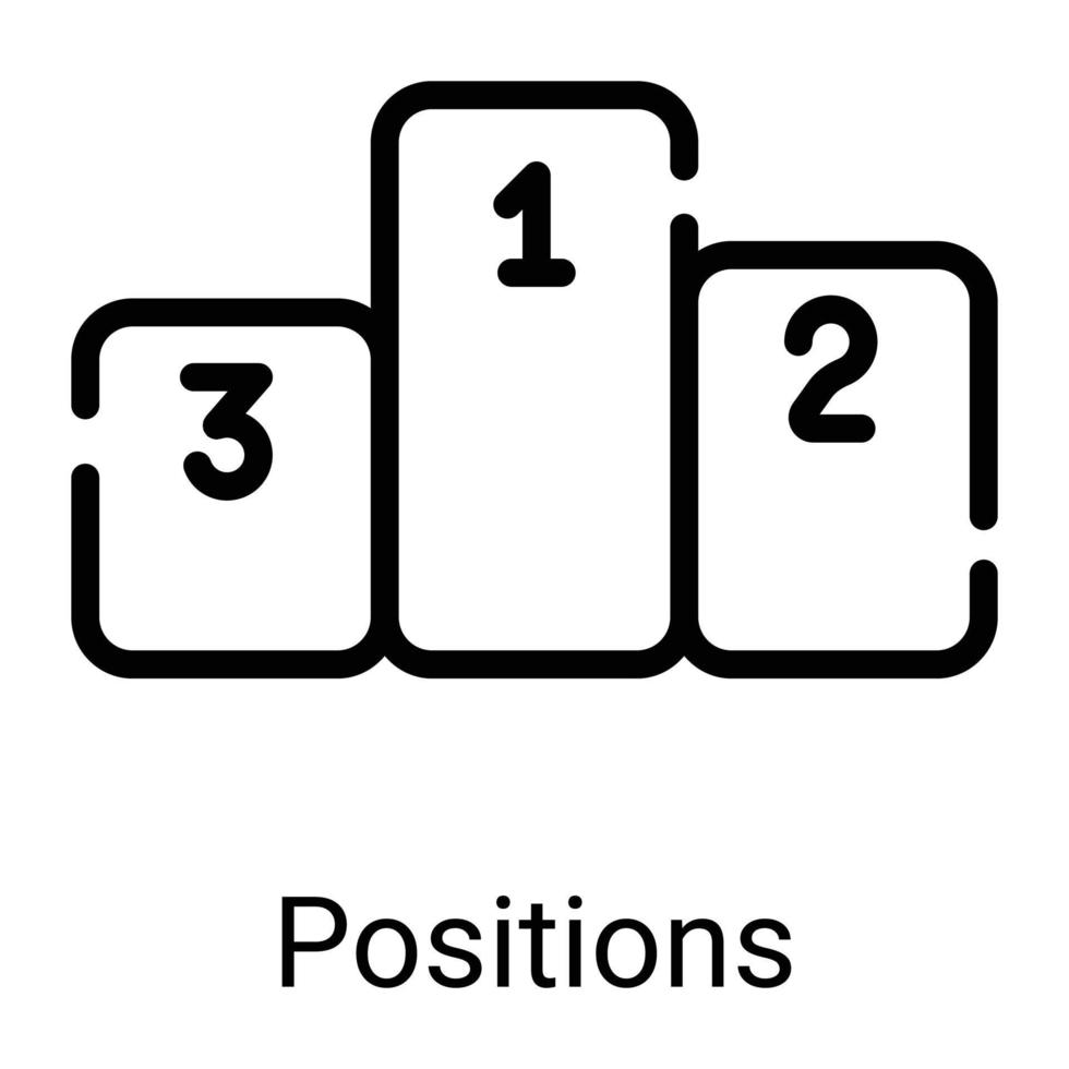 compétition, icône de ligne de positions isolée sur fond blanc vecteur