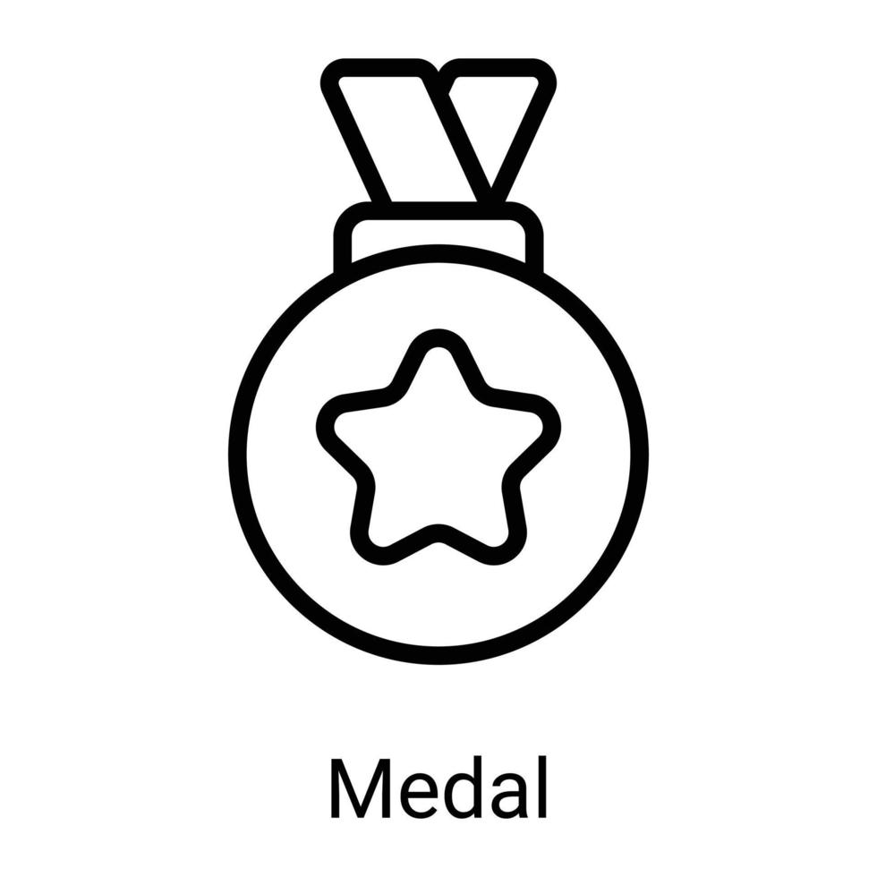 médaille, icône de ligne de prix isolée sur fond blanc vecteur