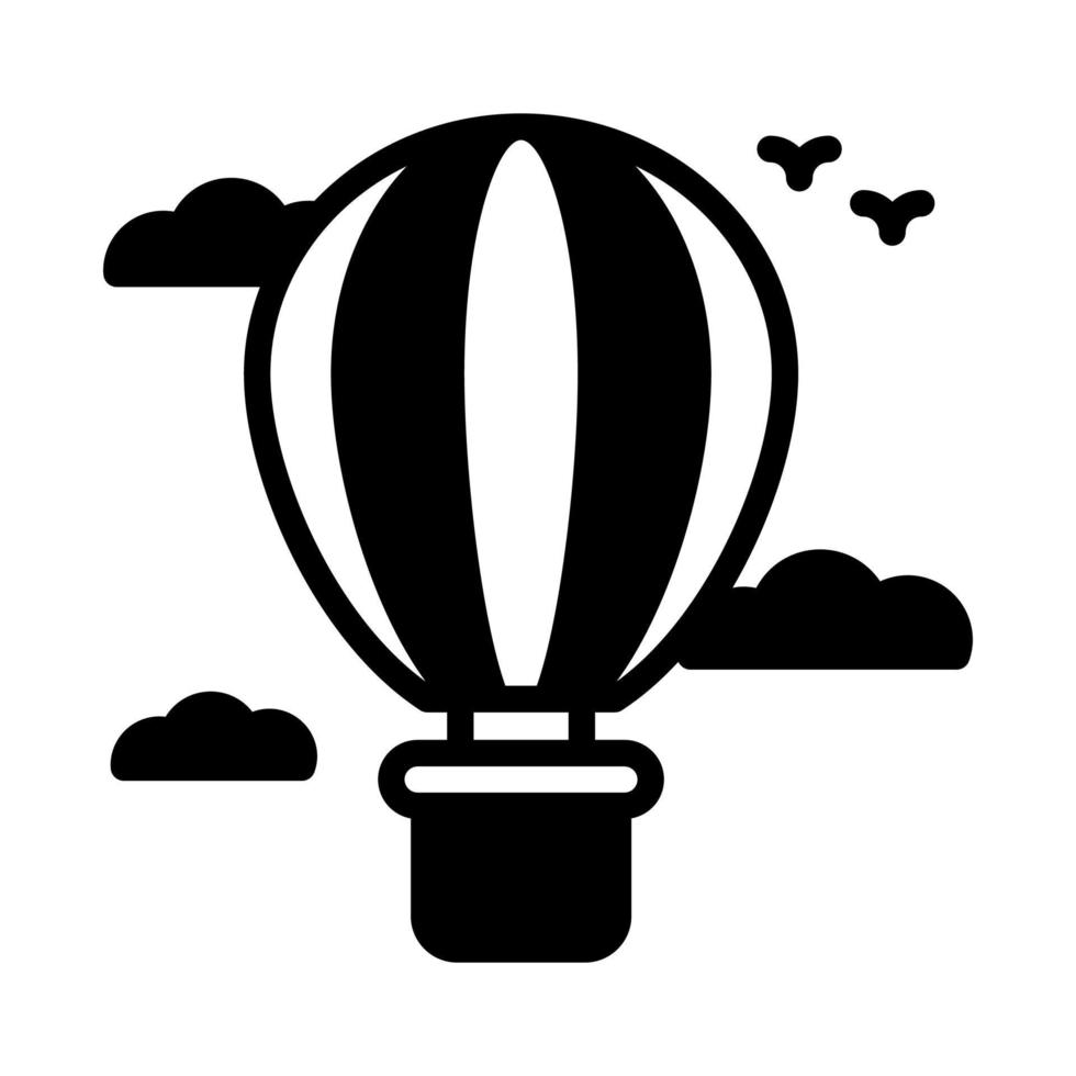 icône de ligne de ballon à air chaud isolé sur fond blanc vecteur
