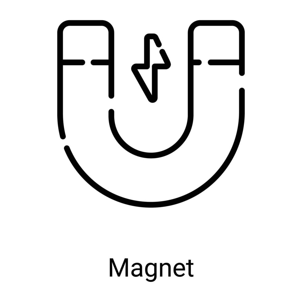 icône de ligne de magnétisme isolé sur fond blanc vecteur
