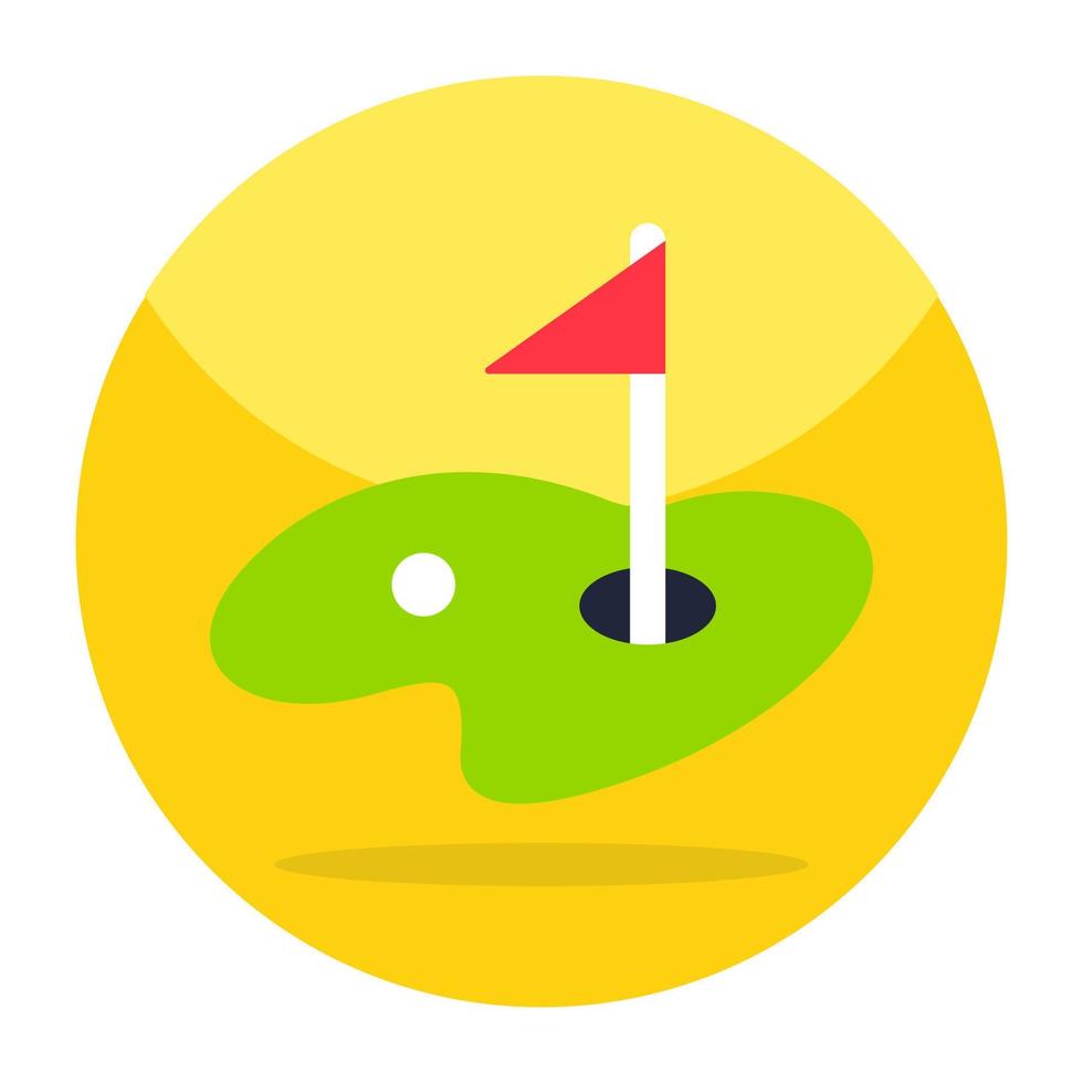 drapeau avec balle indiquant le concept de terrain de golf vecteur