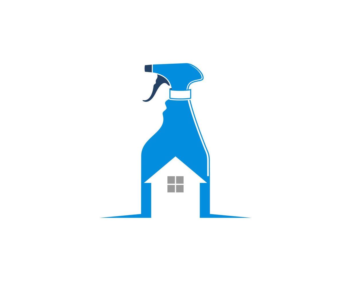 spray de nettoyage avec la silhouette de la maison au milieu vecteur