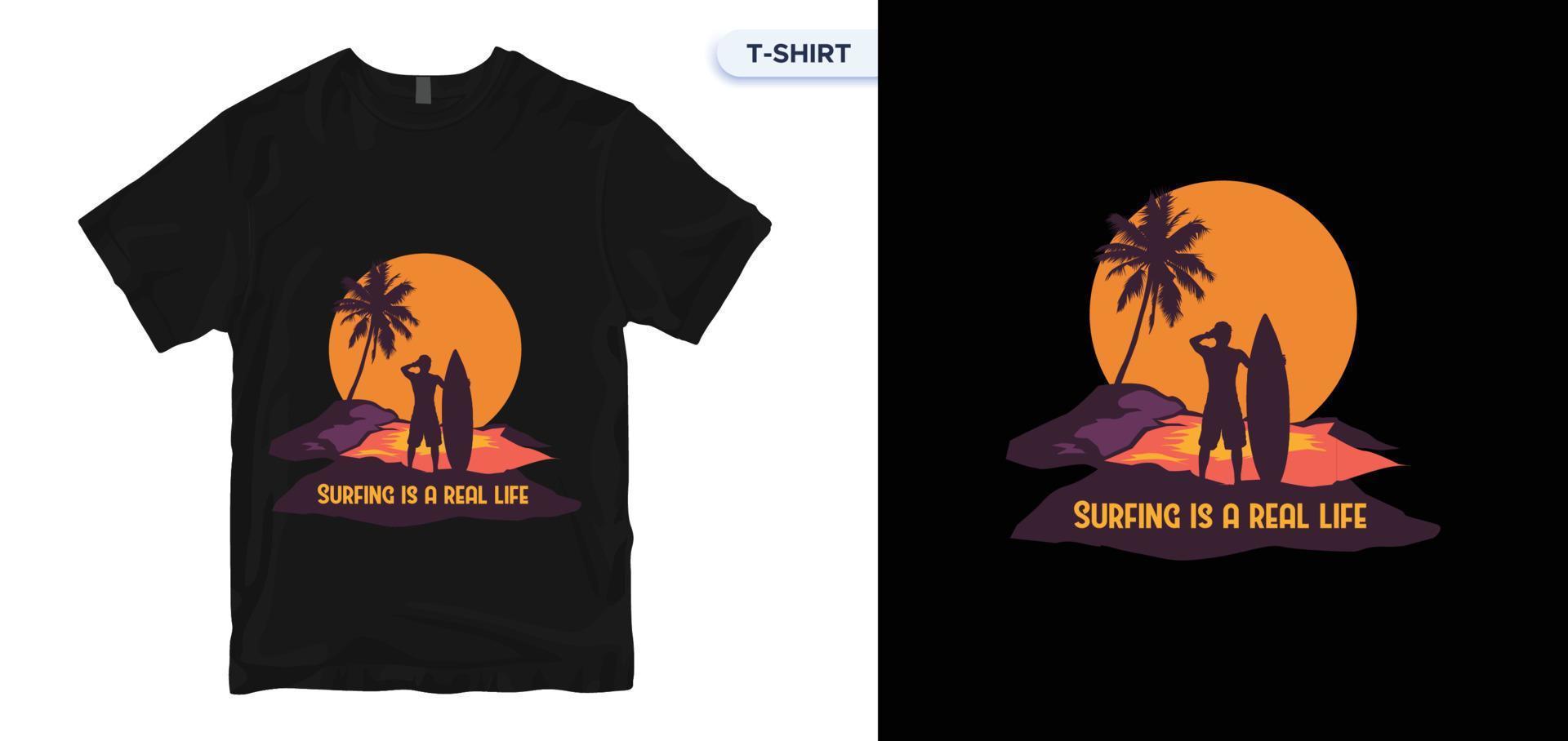 conception de t-shirts. conception de t-shirt de surf. typographie, graphisme de t-shirt, impression, affiche. illustration vectorielle de stock de t-shirt. échantillons mondiaux. vecteur