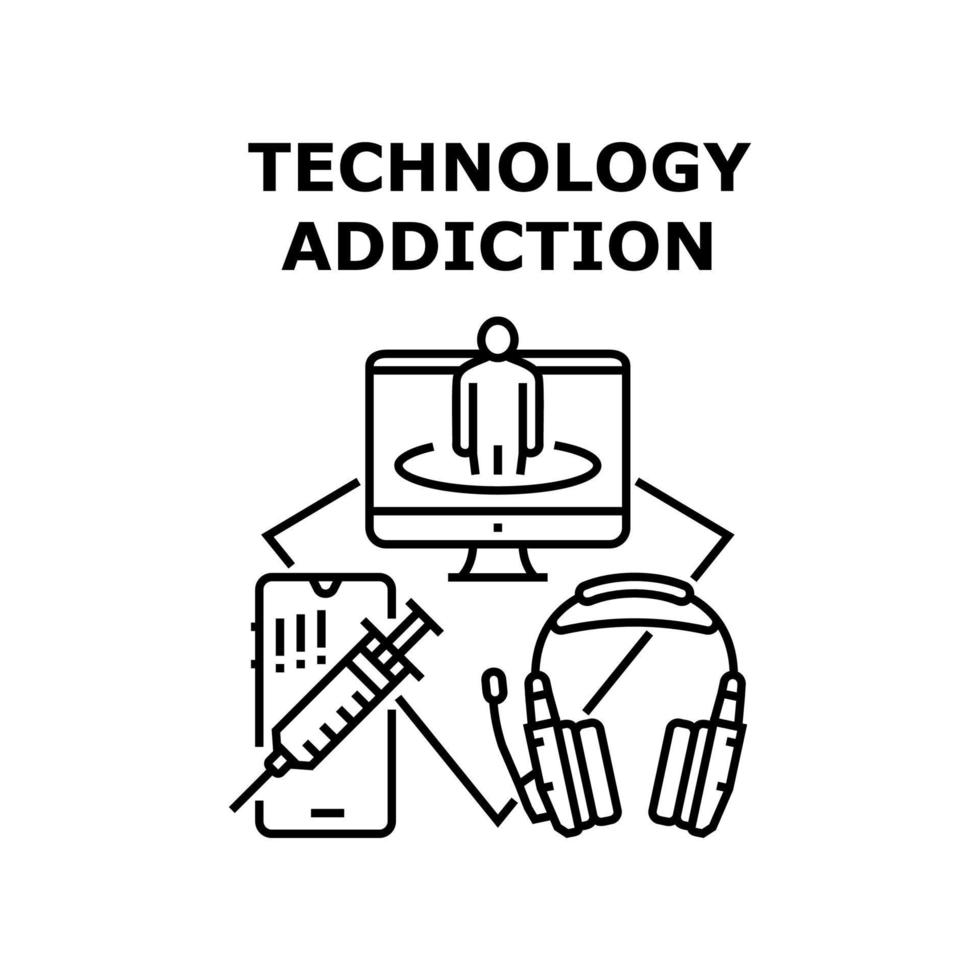 technologie addiction icône illustration vectorielle vecteur