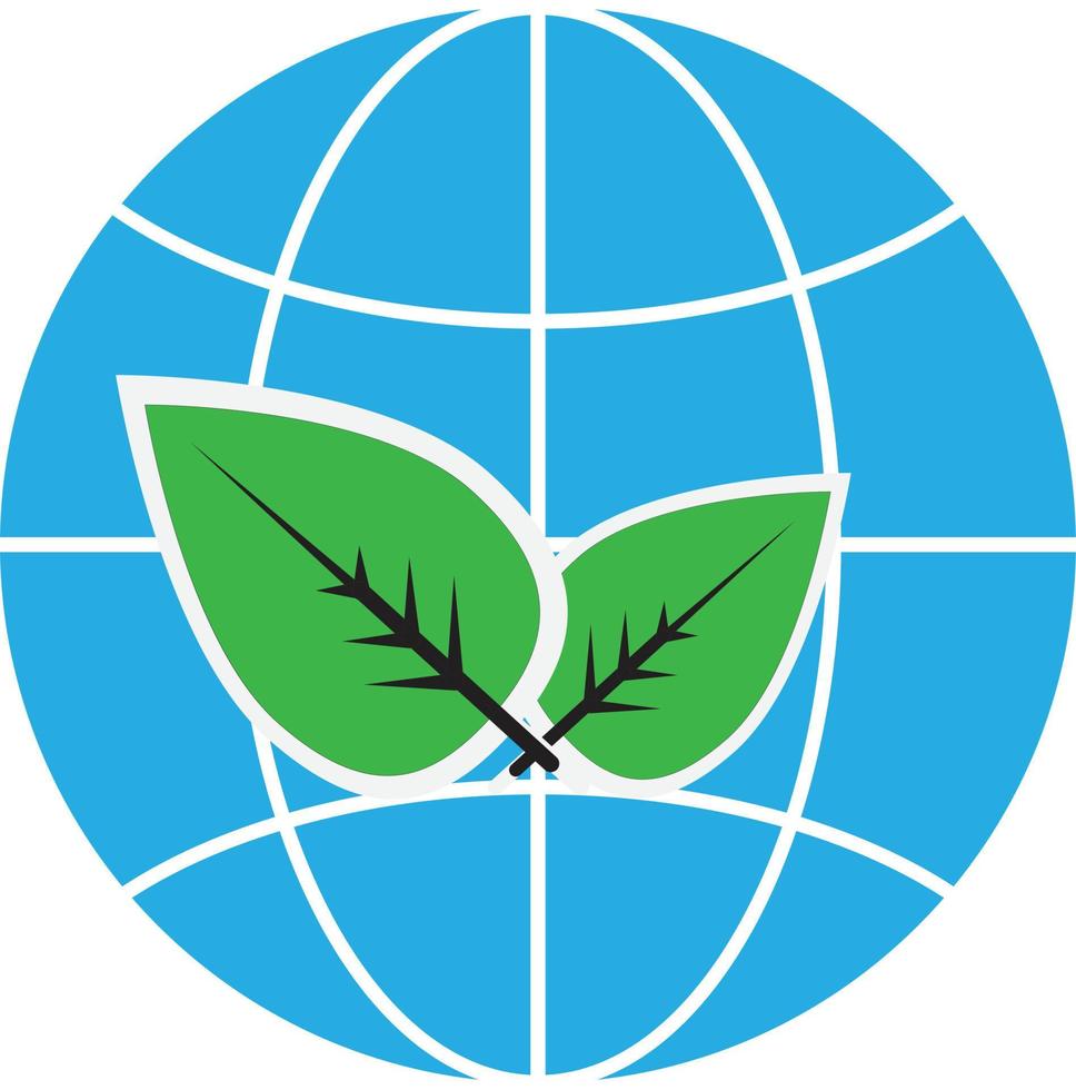 globe avec icône de feuilles vertes sur fond blanc. signe éco. symbole d'écologique, durable. vecteur