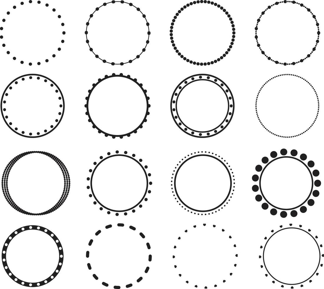 cadres de cercle sur fond blanc. système de cadre de doodle, signe de monogramme de cercle. style plat. vecteur