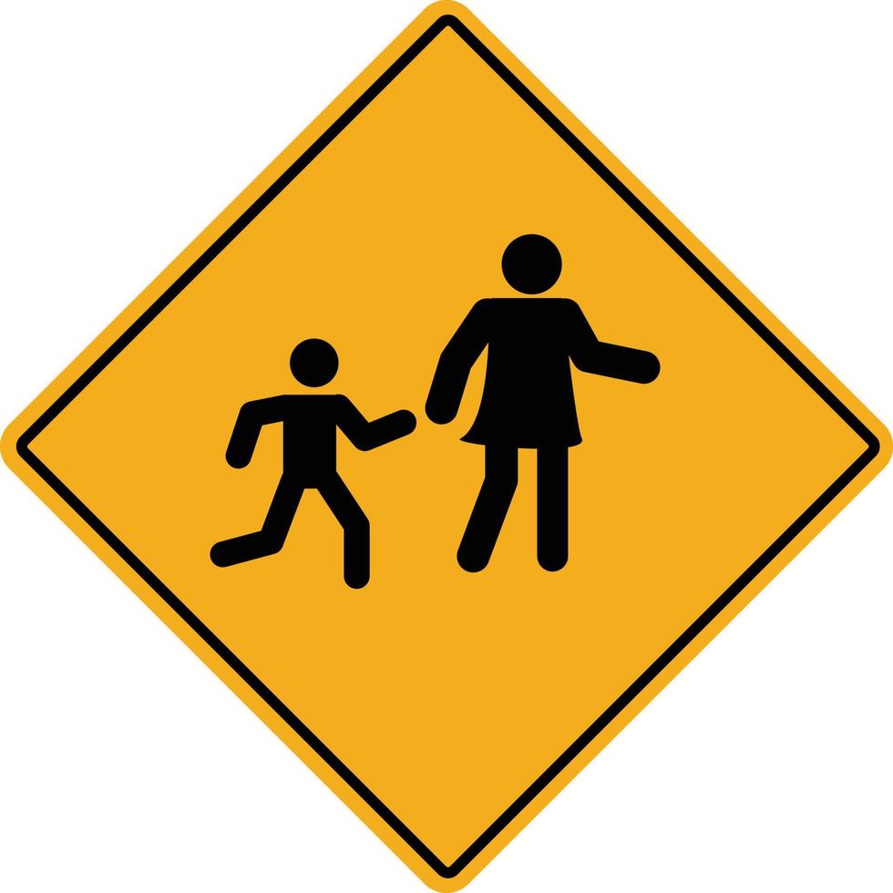 enfants traversant l'icône sur fond blanc. signe de l'école. symbole d'avertissement de l'école. style plat. vecteur