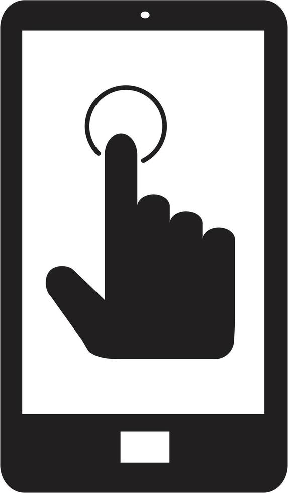 main toucher l'icône du smartphone sur fond blanc. style plat. icône de doigt de curseur pour la conception, le logo, l'application, l'interface utilisateur de votre site Web. symbole de l'écran tactile de la main. vecteur