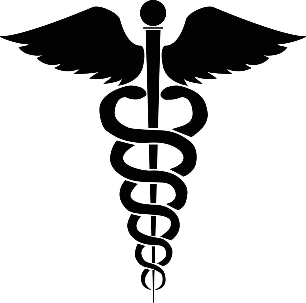 icône de santé caducée sur fond blanc. symbole médical. style plat. logo de caducée de serpent médical. signe de médecine. vecteur