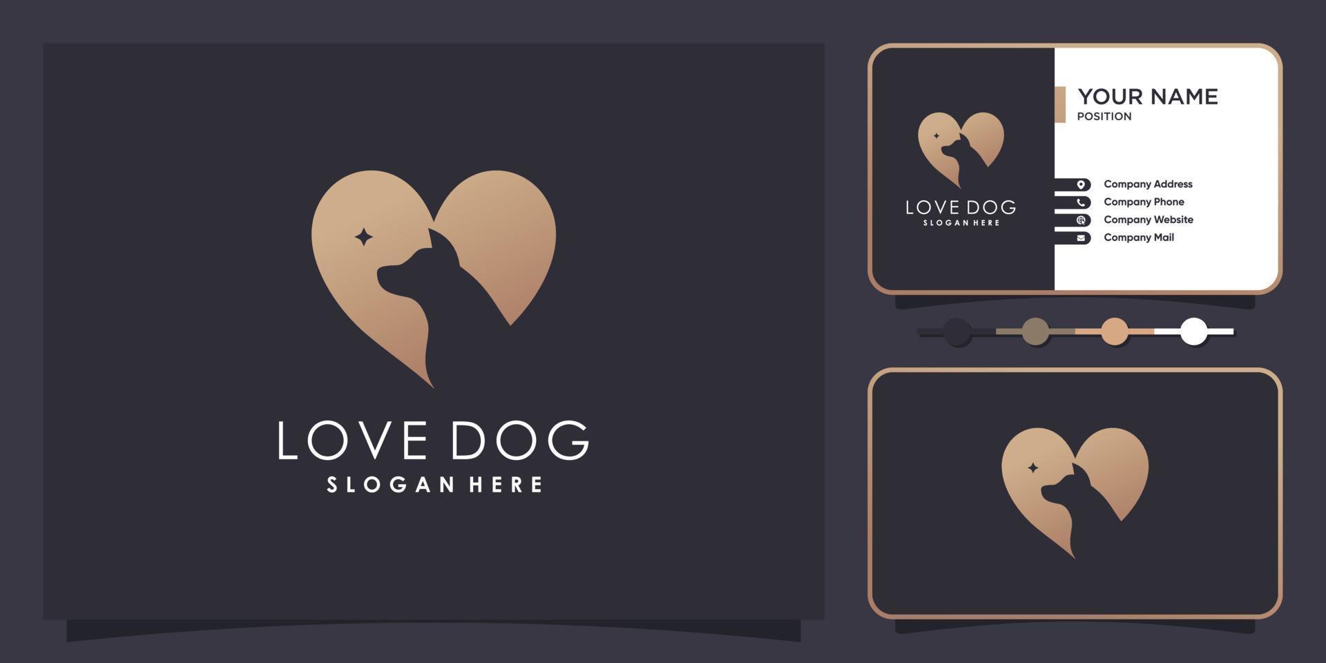 création de logo d'icône d'amour pour animaux de compagnie avec vecteur premium de concept d'élément créatif