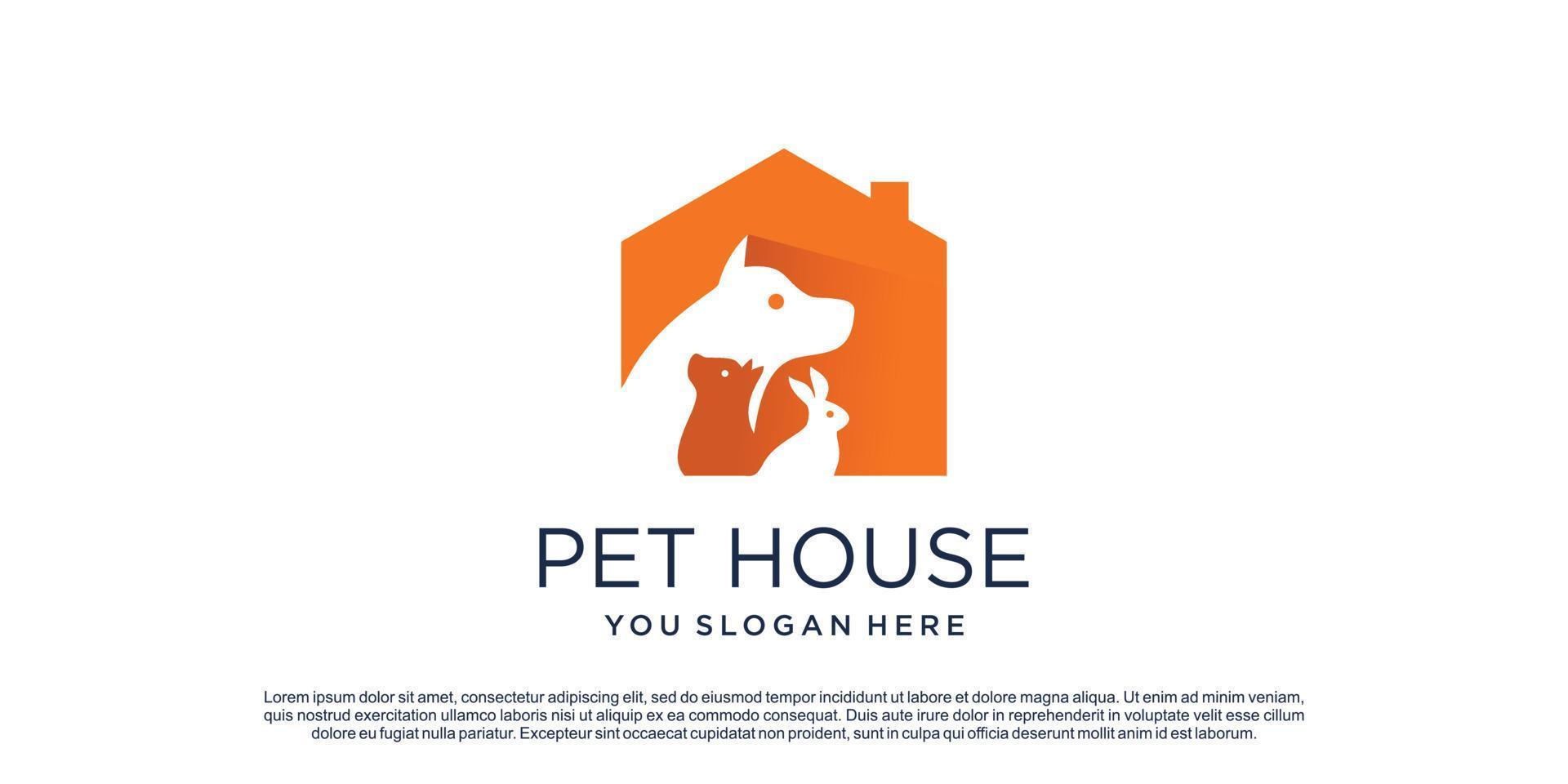 création de logo de maison pour animaux de compagnie avec vecteur premium de concept créatif