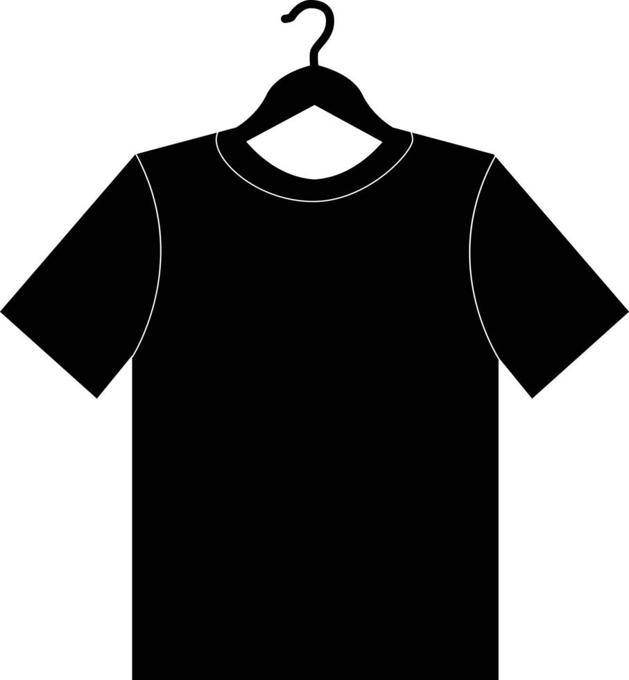 tshirt sur l'icône de cintre sur fond blanc. signe de vêtements. symbole vestimentaire. style plat. vecteur