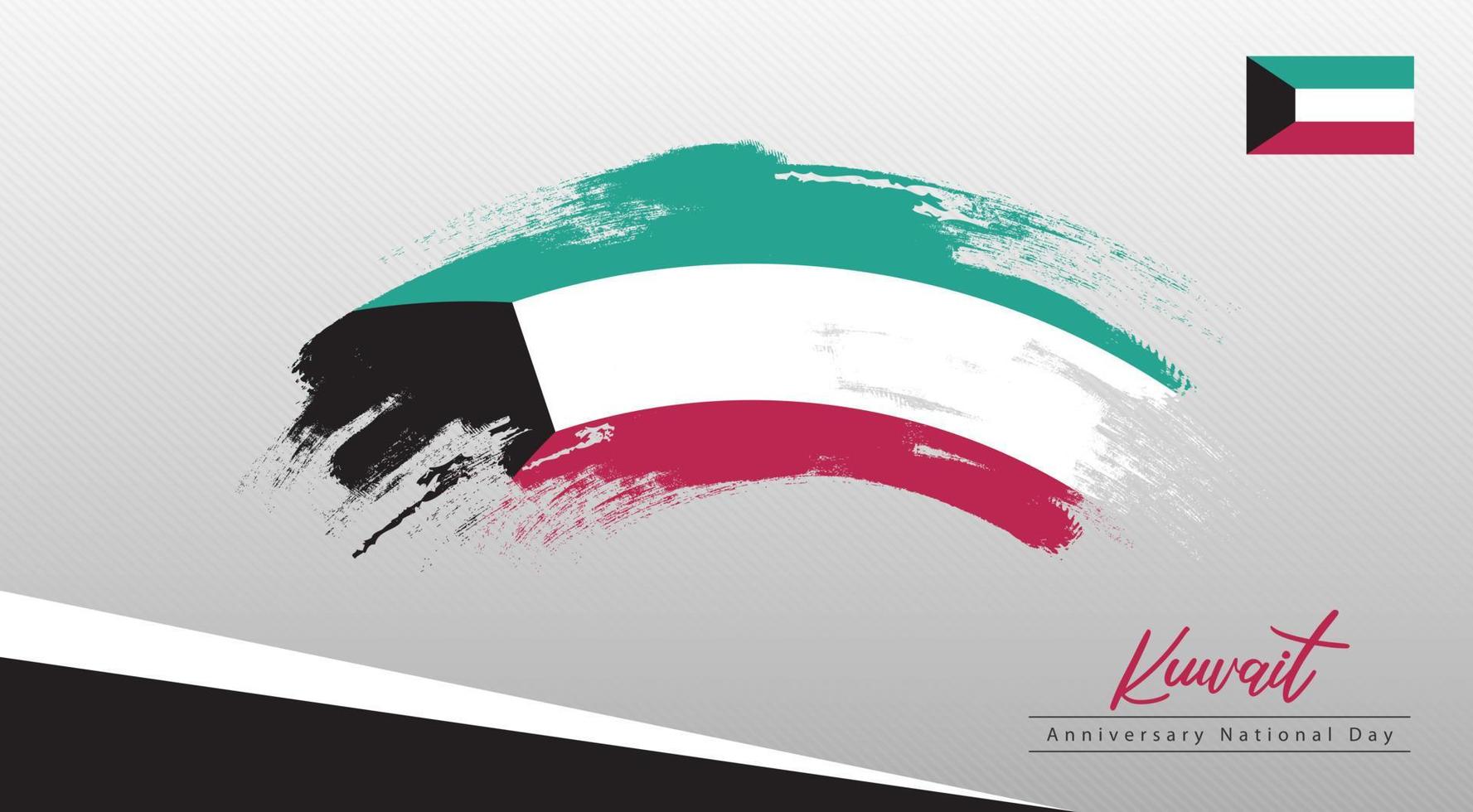 bonne fête nationale koweït. bannière, carte de voeux, conception de flyer. conception de modèle d'affiche vecteur