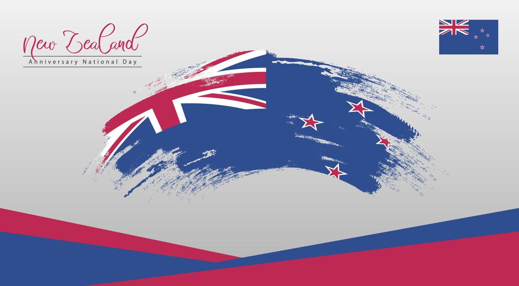 bonne fête nationale nouvelle-zélande. bannière, carte de voeux, conception de flyer. conception de modèle d'affiche vecteur