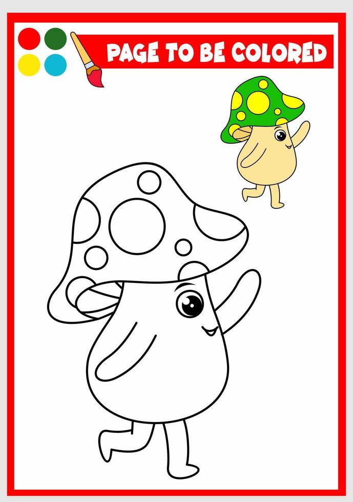 livre de coloriage pour les enfants. champignon vecteur