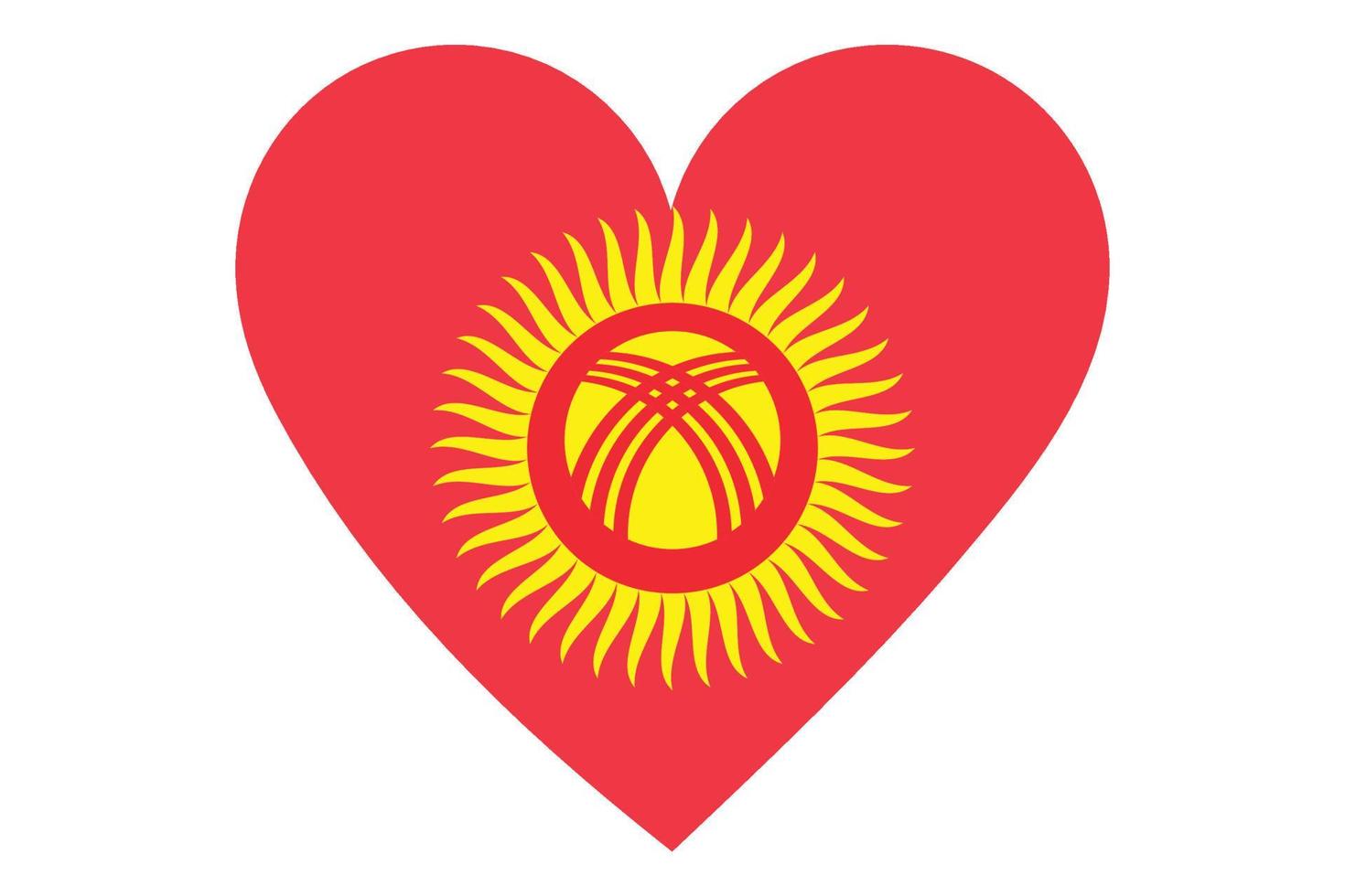 coeur drapeau vecteur du kirghizistan sur fond blanc.