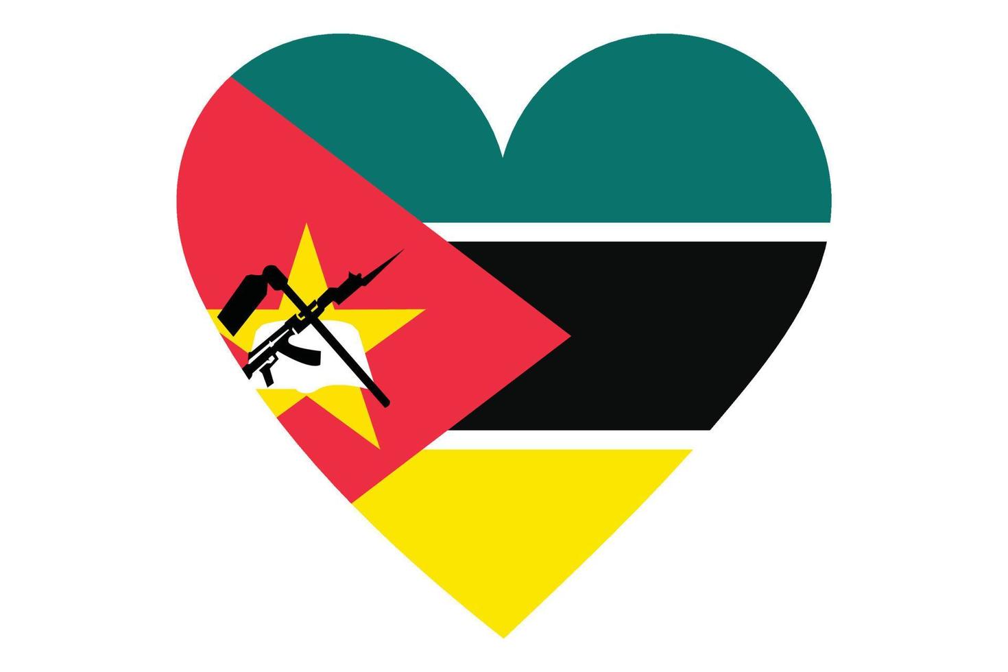coeur drapeau vecteur du mozambique sur fond blanc.