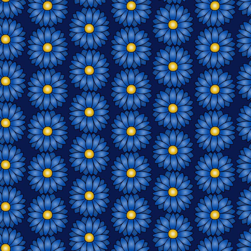 Marguerite. modèle vectorielle continue. un ornement qui se répète à l'infini. fond bleu isolé. idée pour la conception web, papier peint, couverture, emballage. style plat. fond floral clair. fleur d'été. vecteur