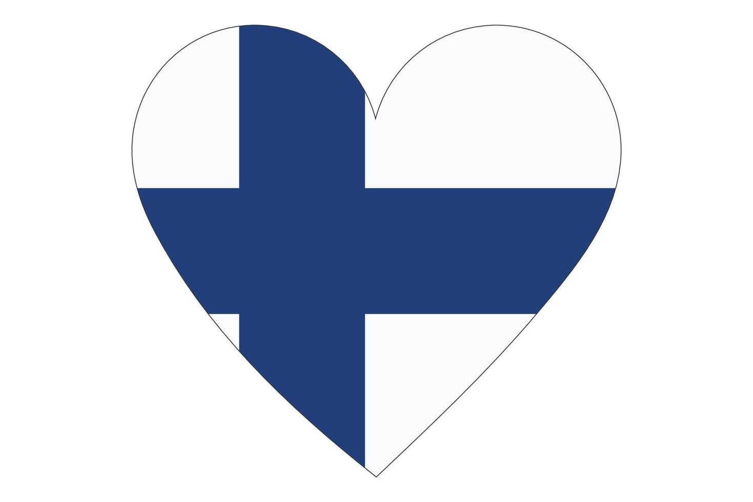 vecteur de drapeau coeur de Finlande sur fond blanc.