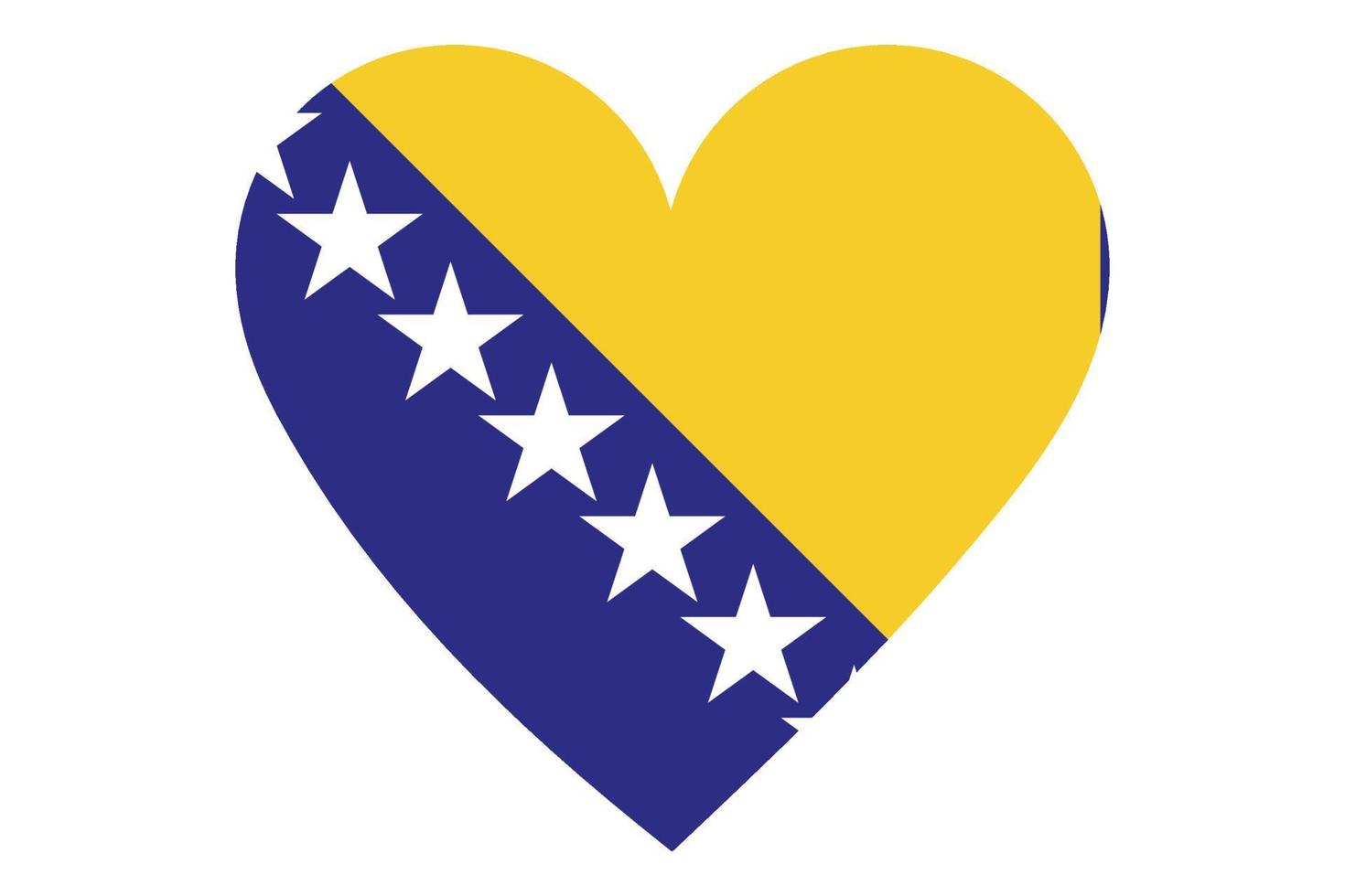 vecteur de drapeau de coeur de bosnie-herzégovine sur fond blanc.