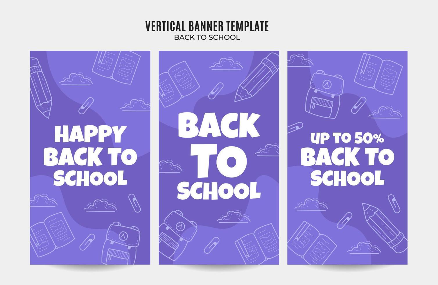 bannière web de retour à l'école pour l'affiche verticale des médias sociaux, la bannière, l'espace et l'arrière-plan vecteur