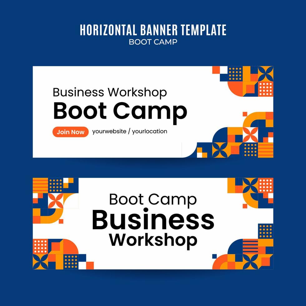 géométrie moderne - bannière web bootcamp pour affiche horizontale de médias sociaux, bannière, espace et arrière-plan vecteur