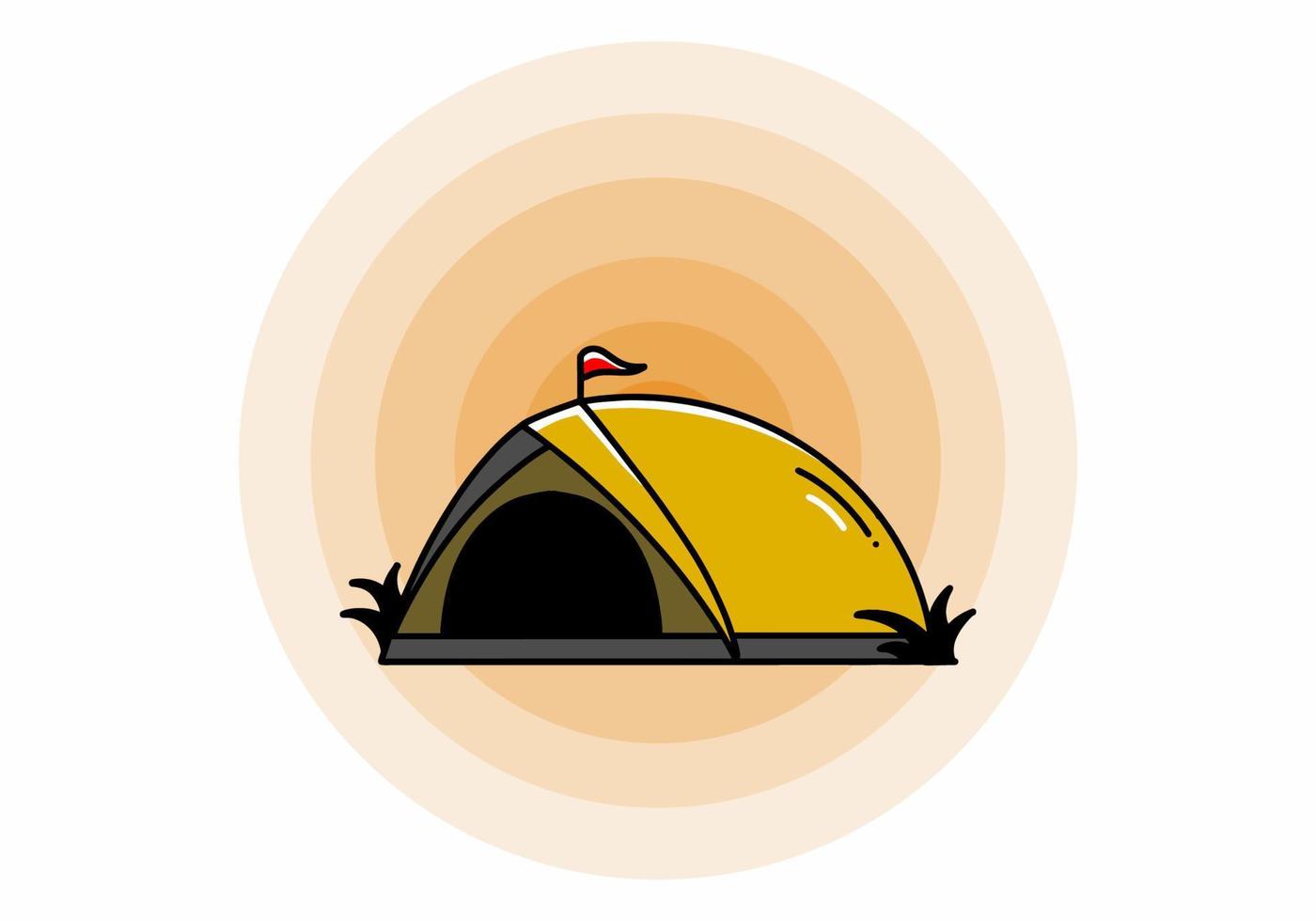 conception de badge illustration camping tente dôme vecteur