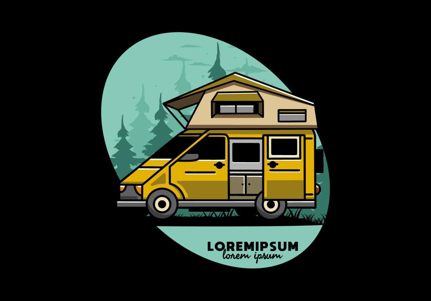 camping sur la conception d'illustration de voiture de toit vecteur